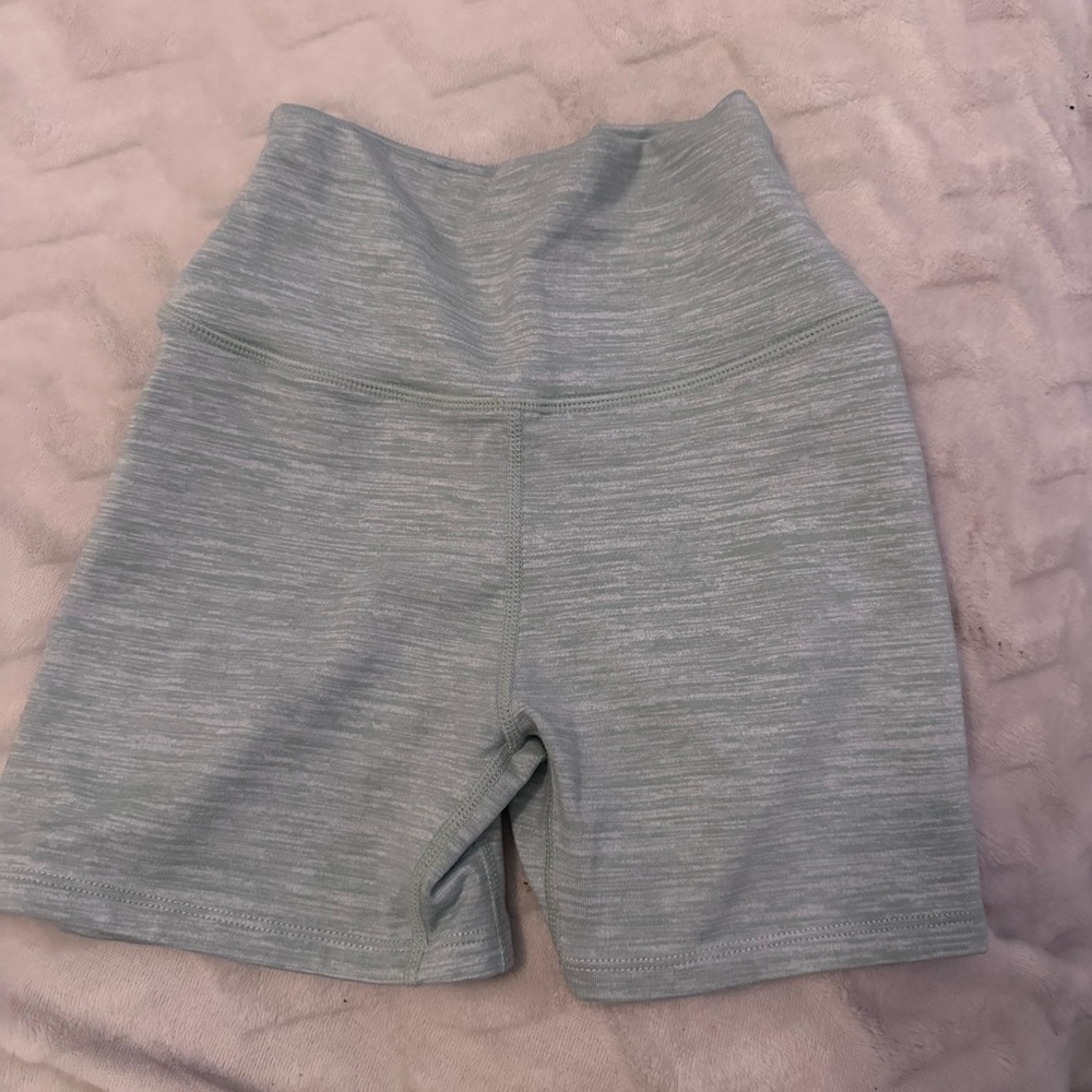 Crop shop boutique heathered mint sage workout booty shorts
